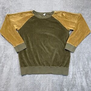 Kate Quinn Organics Velour Raglan Sweatshirt Green Gold Adult‎ Size M